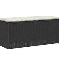 Gartenbank mit Kissen Schwarz 110x40x44 cm Poly Rattan