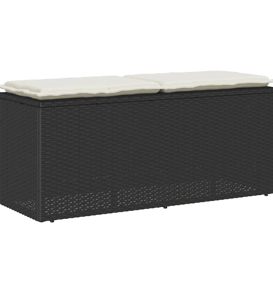 Gartenbank mit Kissen Schwarz 110x40x44 cm Poly Rattan