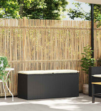 Gartenbank mit Kissen Schwarz 110x40x44 cm Poly Rattan