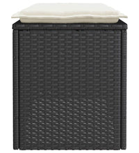 Gartenbank mit Kissen Schwarz 110x40x44 cm Poly Rattan