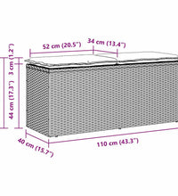 Gartenbank mit Kissen Schwarz 110x40x44 cm Poly Rattan