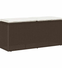 Gartenbank mit Kissen Braun 110x40x44 cm Poly Rattan