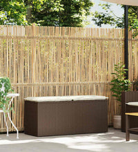 Gartenbank mit Kissen Braun 110x40x44 cm Poly Rattan