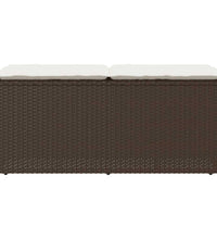 Gartenbank mit Kissen Braun 110x40x44 cm Poly Rattan