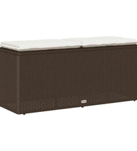 Gartenbank mit Kissen Braun 110x40x44 cm Poly Rattan