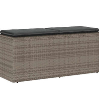 Gartenbank mit Kissen Grau 110x40x44 cm Poly Rattan