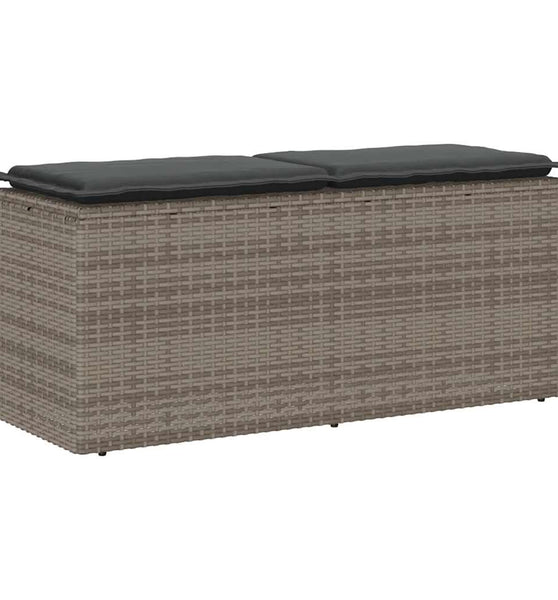Gartenbank mit Kissen Grau 110x40x44 cm Poly Rattan