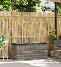 Gartenbank mit Kissen Grau 110x40x44 cm Poly Rattan