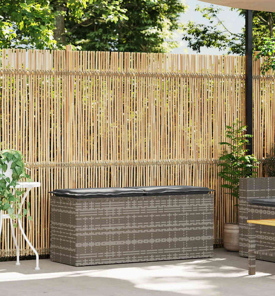 Gartenbank mit Kissen Grau 110x40x44 cm Poly Rattan