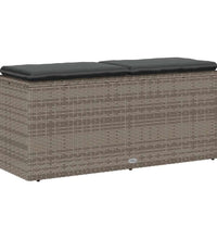Gartenbank mit Kissen Grau 110x40x44 cm Poly Rattan