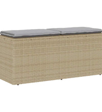 Gartenbank mit Kissen Beige 110x40x44 cm Poly Rattan