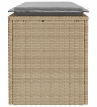 Gartenbank mit Kissen Beige 110x40x44 cm Poly Rattan