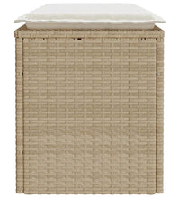 Gartenbank mit Kissen Beige 110x40x44 cm Poly Rattan
