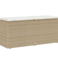 Gartenbank mit Kissen Beige 110x40x44 cm Poly Rattan