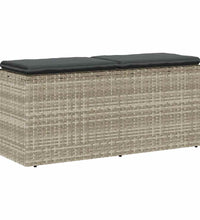 Gartenbank mit Kissen Hellgrau 110x40x44 cm Poly Rattan