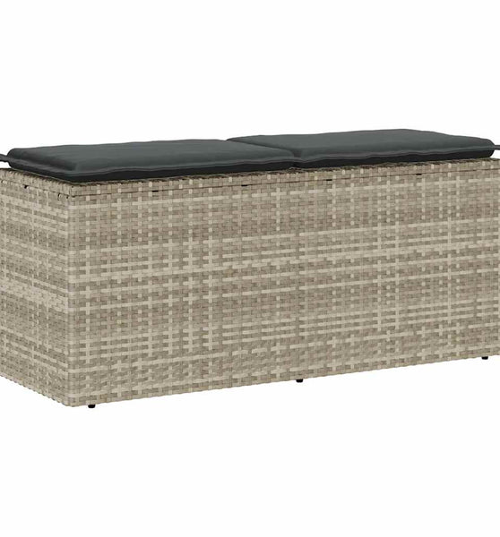Gartenbank mit Kissen Hellgrau 110x40x44 cm Poly Rattan