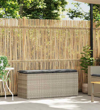 Gartenbank mit Kissen Hellgrau 110x40x44 cm Poly Rattan