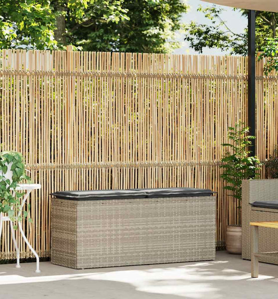 Gartenbank mit Kissen Hellgrau 110x40x44 cm Poly Rattan