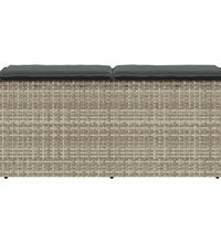 Gartenbank mit Kissen Hellgrau 110x40x44 cm Poly Rattan