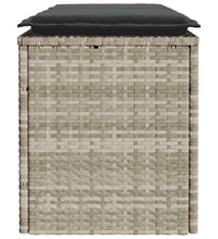 Gartenbank mit Kissen Hellgrau 110x40x44 cm Poly Rattan