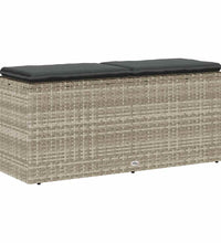 Gartenbank mit Kissen Hellgrau 110x40x44 cm Poly Rattan