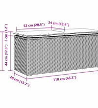 Gartenbank mit Kissen Hellgrau 110x40x44 cm Poly Rattan