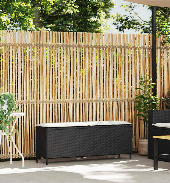 Gartenbank mit Kissen Schwarz 110x30x40,5 cm Poly Rattan