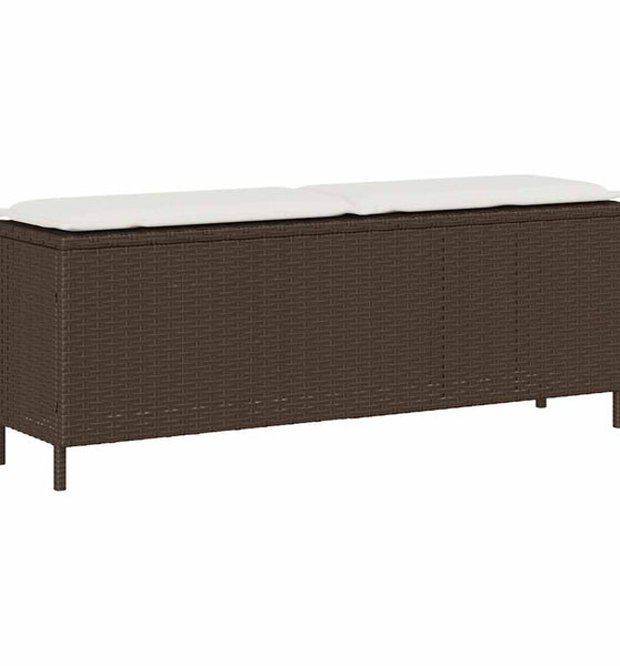 Gartenbank mit Kissen Braun 110x30x40,5 cm Poly Rattan