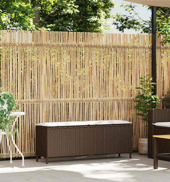 Gartenbank mit Kissen Braun 110x30x40,5 cm Poly Rattan