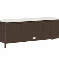 Gartenbank mit Kissen Braun 110x30x40,5 cm Poly Rattan