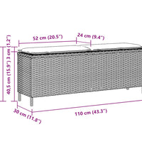 Gartenbank mit Kissen Braun 110x30x40,5 cm Poly Rattan