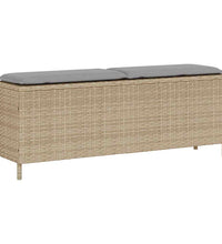 Gartenbank mit Kissen Beige 110x30x40,5 cm Poly Rattan