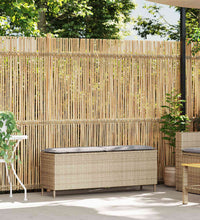 Gartenbank mit Kissen Beige 110x30x40,5 cm Poly Rattan