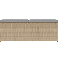 Gartenbank mit Kissen Beige 110x30x40,5 cm Poly Rattan