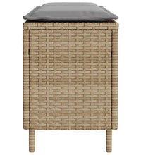Gartenbank mit Kissen Beige 110x30x40,5 cm Poly Rattan
