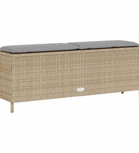 Gartenbank mit Kissen Beige 110x30x40,5 cm Poly Rattan