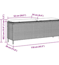 Gartenbank mit Kissen Beige 110x30x40,5 cm Poly Rattan