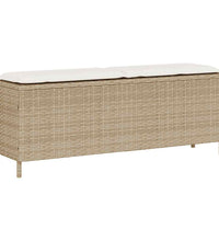 Gartenbank mit Kissen Beige 110x30x40,5 cm Poly Rattan