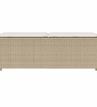 Gartenbank mit Kissen Beige 110x30x40,5 cm Poly Rattan
