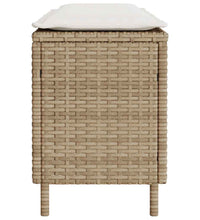 Gartenbank mit Kissen Beige 110x30x40,5 cm Poly Rattan
