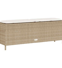 Gartenbank mit Kissen Beige 110x30x40,5 cm Poly Rattan