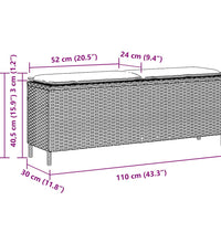 Gartenbank mit Kissen Beige 110x30x40,5 cm Poly Rattan