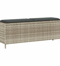 Gartenbank mit Kissen Hellgrau 110x30x40,5 cm Poly Rattan