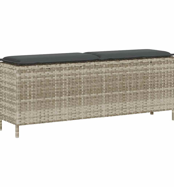 Gartenbank mit Kissen Hellgrau 110x30x40,5 cm Poly Rattan
