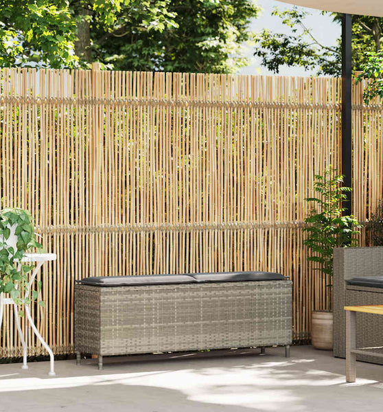 Gartenbank mit Kissen Hellgrau 110x30x40,5 cm Poly Rattan