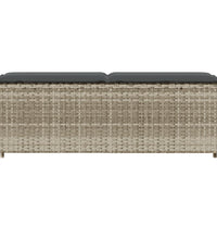 Gartenbank mit Kissen Hellgrau 110x30x40,5 cm Poly Rattan