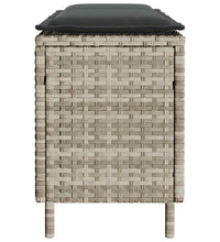 Gartenbank mit Kissen Hellgrau 110x30x40,5 cm Poly Rattan