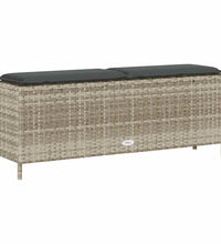 Gartenbank mit Kissen Hellgrau 110x30x40,5 cm Poly Rattan
