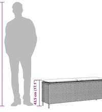 Gartenbank mit Kissen Hellgrau 110x30x40,5 cm Poly Rattan