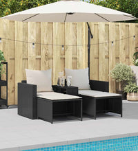 5-tlg. Garten-Sofagarnitur Kissen Stapelbar Schwarz Poly Rattan